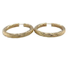 Load image into Gallery viewer, Preowned 9ct Yellow Gold Twisted Hoop Creole Earrings with the weight 16 grams
