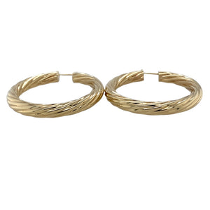 Preowned 9ct Yellow Gold Twisted Hoop Creole Earrings with the weight 16 grams