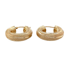 Load image into Gallery viewer, Preowned 9ct Yellow Gold Patterned Twist Hoop Creole Earrings with the weight 2.90 grams
