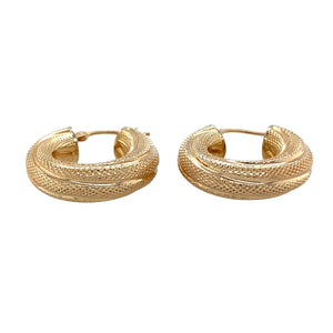 Preowned 9ct Yellow Gold Patterned Twist Hoop Creole Earrings with the weight 2.90 grams