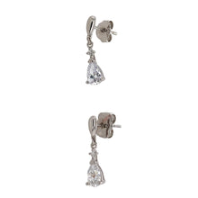 Load image into Gallery viewer, 9ct White Gold &amp; Cubic Zirconia Teardrop Dropper Earrings
