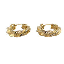 Load image into Gallery viewer, Preowned 9ct Yellow Gold Twisted Hoop Creole Earrings with the weight 3.50 grams
