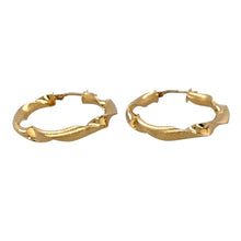 Load image into Gallery viewer, Preowned 18ct Yellow Gold Twisted Textured Hoop Creole Earrings with the weight 2.50 grams

