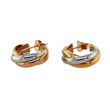 Load image into Gallery viewer, Preowned 18ct Yellow, White and Rose Gold Twisted Hoop Stud Earrings with the weight 5.60 grams
