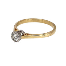 Load image into Gallery viewer, Preowned 9ct Yellow and White Gold &amp; Diamond Set Solitaire Ring in size R with the weight 2 grams. The diamond is approximately 25pt with approximate clarity Si2
