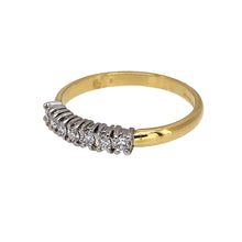 Load image into Gallery viewer, Preowned 18ct Yellow and White Gold &amp; Diamond Set Band Ring in size L with the weight 2.10 grams. The front of the band is 3mm wide
