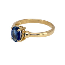 Load image into Gallery viewer, Preowned 9ct Yellow Gold &amp; Blue Stone Set Ring in size N with the weight 1.90 grams. The oval blue stone is 7mm by 5mm
