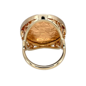 9ct Gold & 22ct Gold Full Sovereign Mount Ring