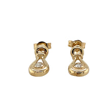 Load image into Gallery viewer, Preowned 9ct Yellow Gold &amp; Diamond Set Drop Earrings with the weight 1.70 grams
