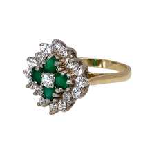 Load image into Gallery viewer, 9ct Gold Green Stone &amp; Cubic Zirconia Set Cluster Ring
