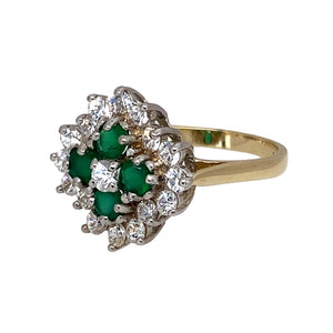 9ct Gold Green Stone & Cubic Zirconia Set Cluster Ring