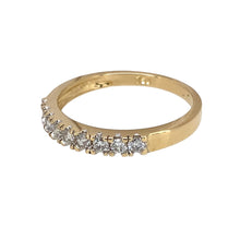 Load image into Gallery viewer, Preowned 18ct Yellow Gold &amp; Diamond Set Band Ring in size L with the weight 2.10 grams. The band is 3mm wide and contains approximately 25pt of diamond content
