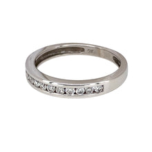 Load image into Gallery viewer, Preowned 9ct White Gold &amp; Diamond Set Band Ring in size L with the weight 2.20 grams. The front of the band is 3mm wide
