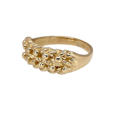 Load image into Gallery viewer, Preowned 9ct Yellow Gold Double Row Keeper Ring in size K with the weight 3.30 grams. The front of the ring is 7mm high
