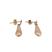 Load image into Gallery viewer, Preowned 9ct Yellow and Rose Gold Patterned Drop Earrings with the weight 1.10 grams
