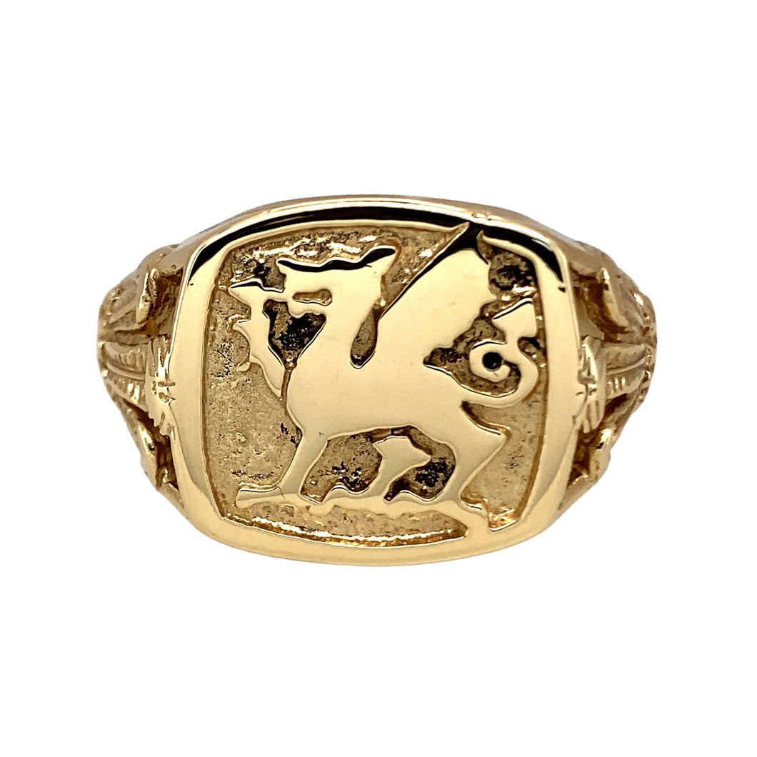 9ct Gold Welsh Dragon Signet Ring