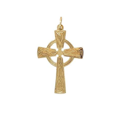 9ct Gold Patterned Celtic Cross Pendant