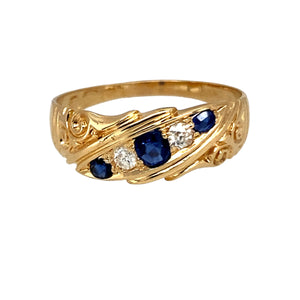 18ct Gold Diamond & Sapphire Set Antique Style Ring