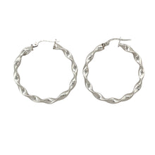 Load image into Gallery viewer, 9ct White Gold Twisted Hoop Creole Earrings
