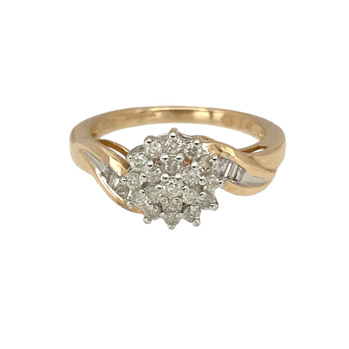 9ct Gold & Diamond Set Twist Cluster Ring