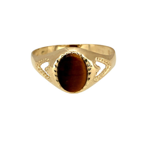 9ct Gold & Tiger's Eye Oval Signet Ring