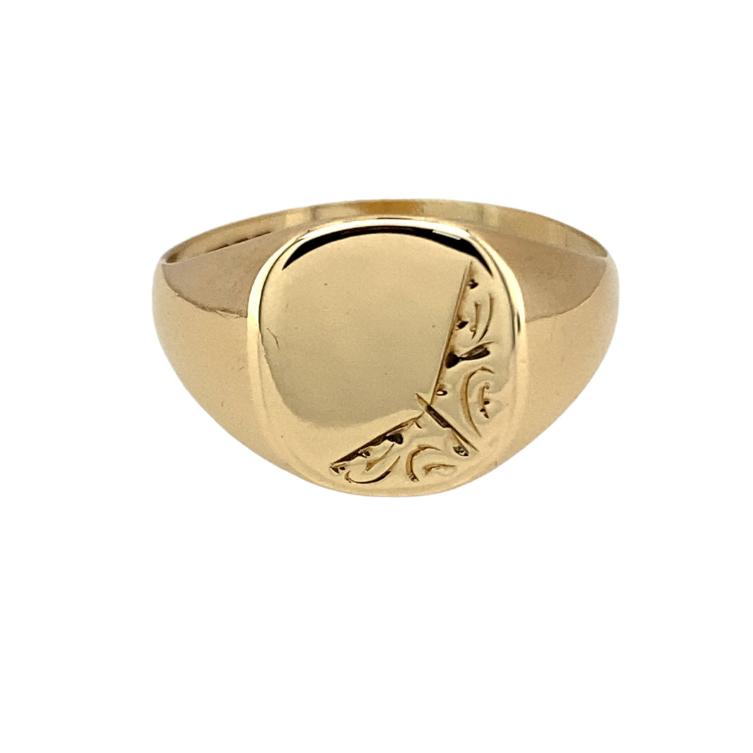 9ct Gold Patterned Signet Ring