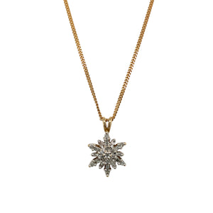 9ct Gold & Diamond Set Star Cluster 18" Necklace