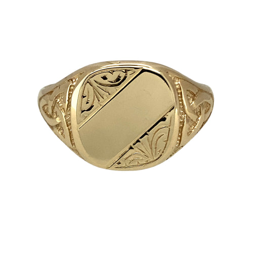 9ct Gold Celtic Patterned Signet Ring