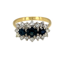 Load image into Gallery viewer, 18ct Gold Diamond &amp; Sapphire Set Cluster Ring
