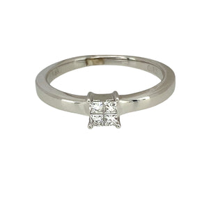 18ct White Gold & Diamond Illusion Set Solitaire Ring