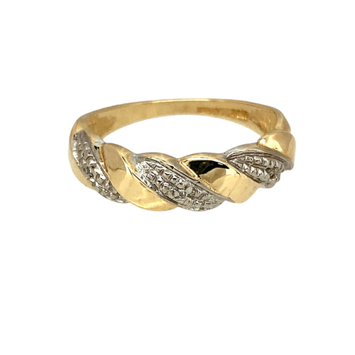 9ct Gold & Diamond Set Twist Band Ring