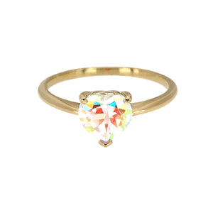 9ct Gold & Mystic Topaz Heart Set Ring