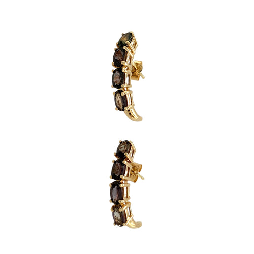 9ct Gold & Topaz Set Half Hoop Stud Earrings