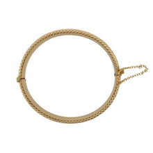 Load image into Gallery viewer, 9ct Gold Engraved Hinged Antique Style Scalloped Edge Bangle
