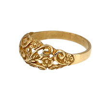 Load image into Gallery viewer, New 9ct Yellow Gold Filigree Patterned Wide Band Ring in size O with the weight 2.40 grams. The front of the band is 9mm wide
