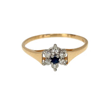 Load image into Gallery viewer, 9ct Gold Diamond &amp; Sapphire Set Flower Ring
