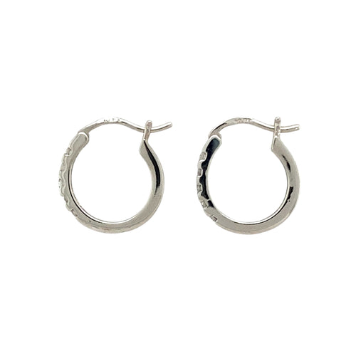 9ct White Gold & Diamond Set Hoop Creole Earrings