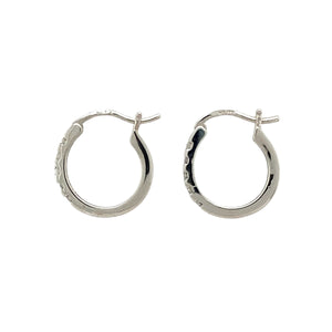 9ct White Gold & Diamond Set Hoop Creole Earrings