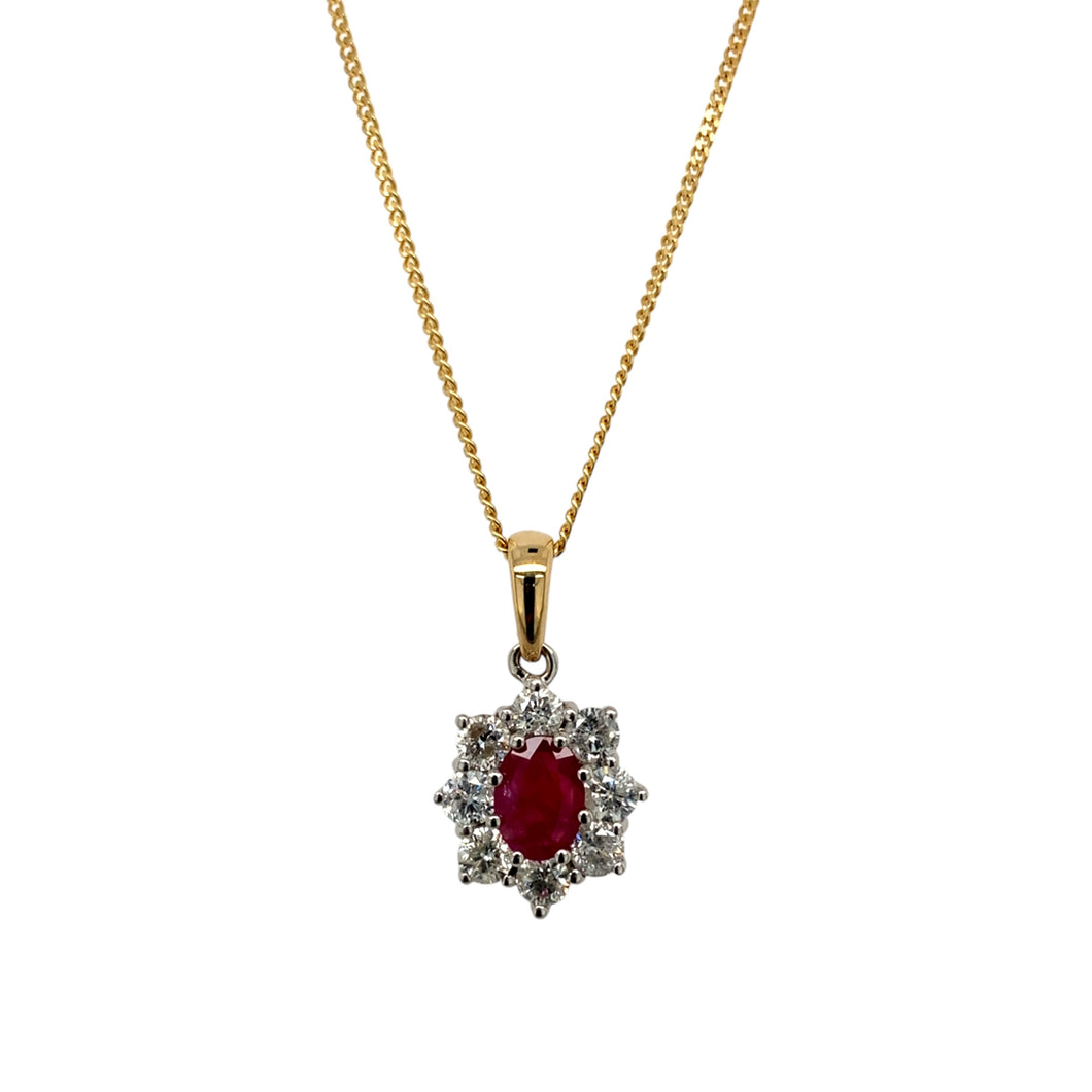 18ct Gold Diamond & Ruby Set Cluster 20