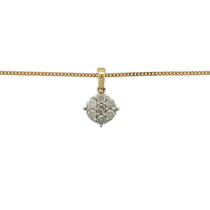 9ct Gold & Diamond Set Cluster 18" Necklace