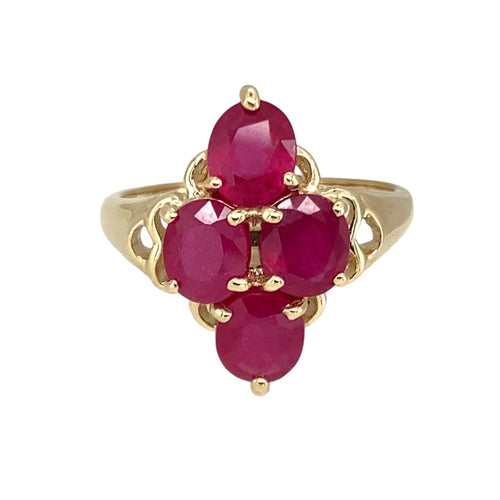 9ct Gold & Ruby Set Cluster Ring