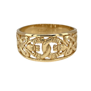 New 9ct Gold Claddagh Celtic Wide Band Ring