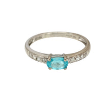 Load image into Gallery viewer, 9ct White Gold Diamond &amp; Blue Topaz Set Band Ring
