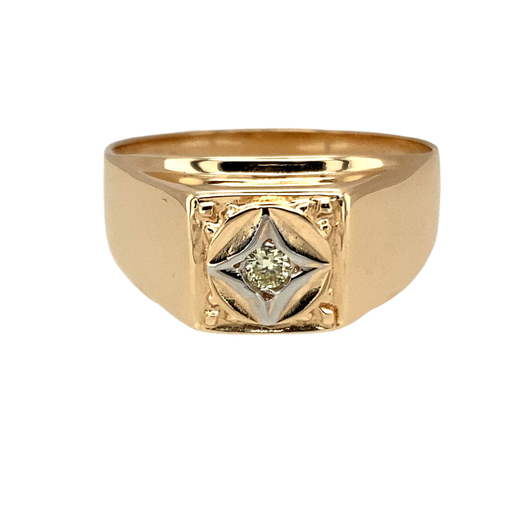 9ct Gold & Diamond Set Signet Ring