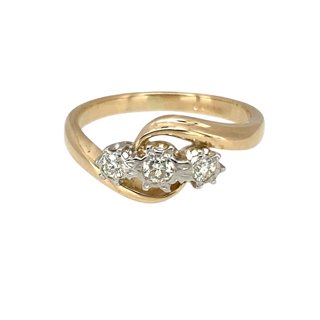 9ct Gold & Diamond Set Trilogy Twist Ring