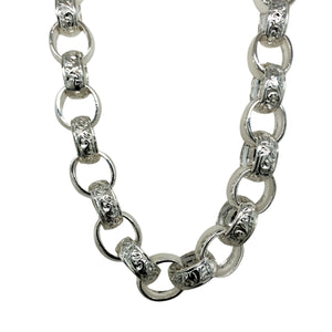 New 925 Silver 25" Solid Patterned Belcher Chain 95 grams