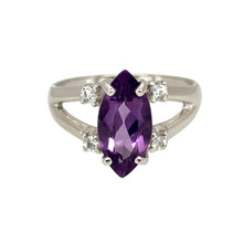 Load image into Gallery viewer, 9ct White Gold Amethyst &amp; Cubic Zirconia Set Ring
