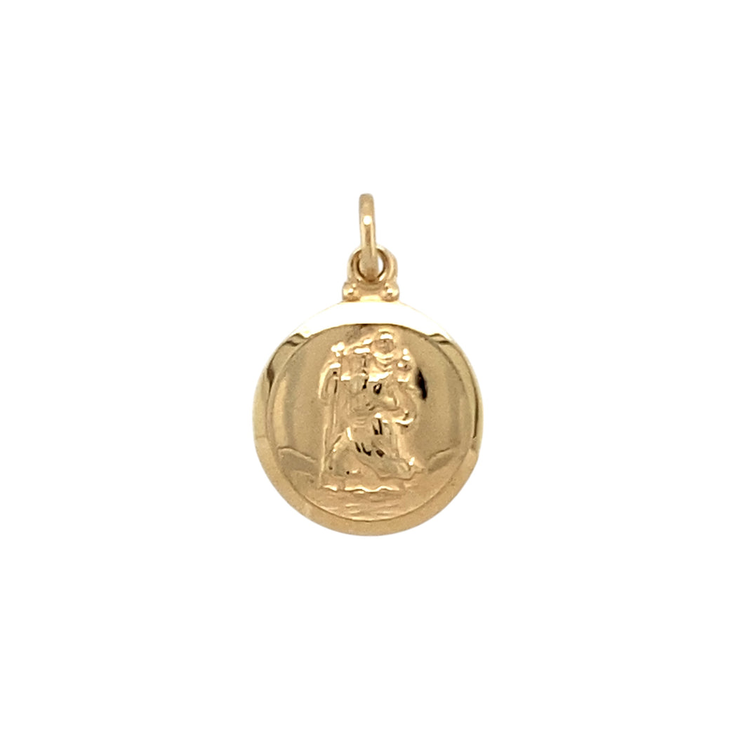 9ct Gold Round Small St Christopher Pendant