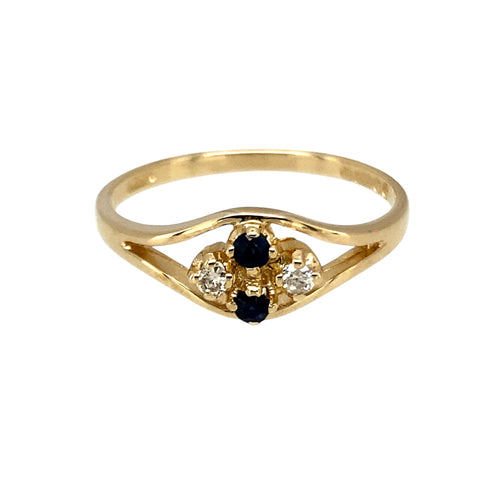 9ct Gold Diamond & Sapphire Set Ring