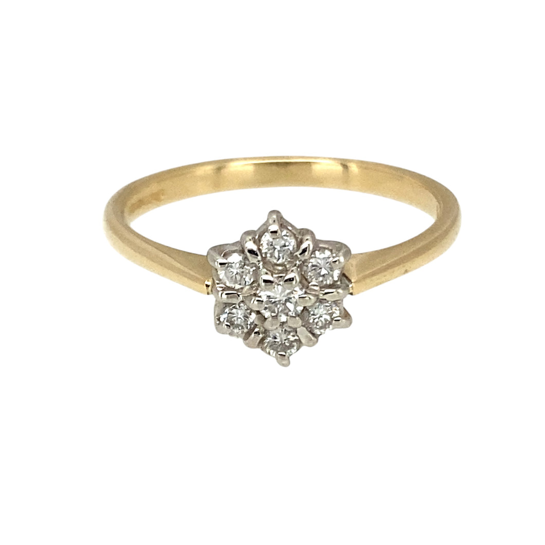 9ct Gold & Diamond Set Flower Cluster Ring